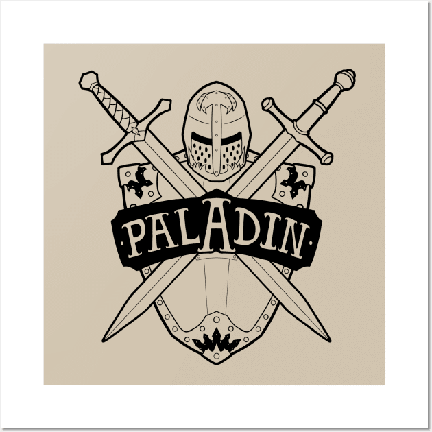 Paladin Class - Black Design Wall Art by CliffeArts